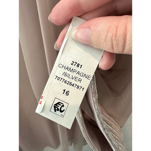 R&M RICHARDS Champagne Sheer Open Front Jacket Kimono Beaded Sleeve NWT Size 16 - Picture 8 of 10